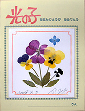 園で咲いた花で作った押し花カード(園長制作)